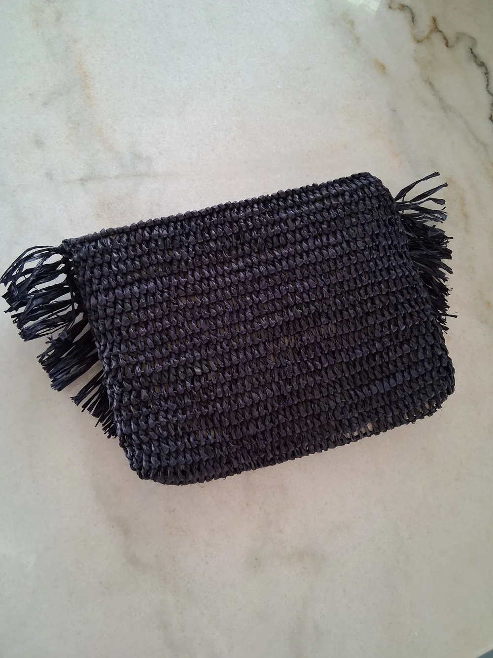 Mar Y Sol Rafia Fringe Clutch - Blue